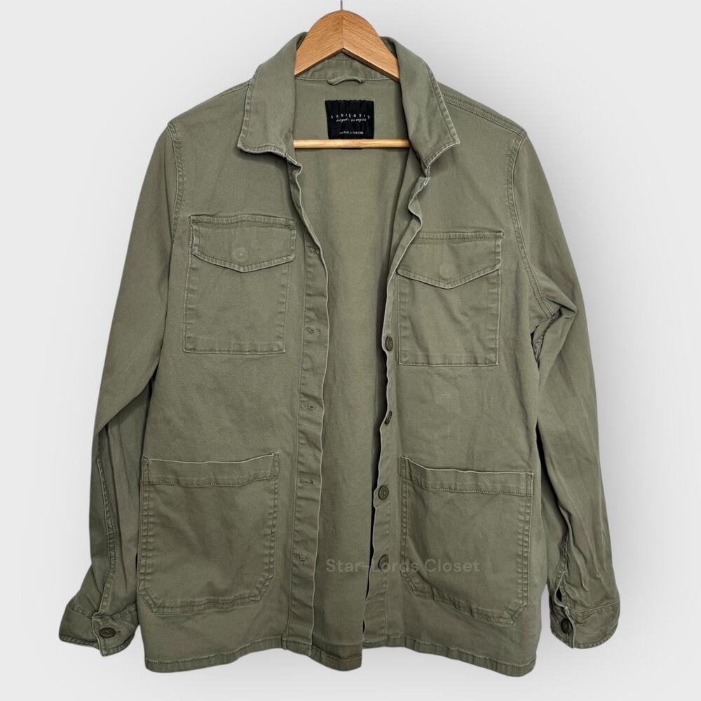 Sanctuary Green Oversized Utility Shacket XL Cotton Button Up Relaxed Streetwear